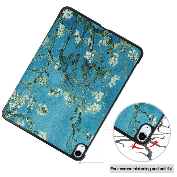 For iPad Air 11 2024 Custer Painted 3-Fold Holder Smart Leather Tablet Case(Apricot Blossom) - iPad Air 11 2024 Cases by buy2fix | Online Shopping UK | buy2fix