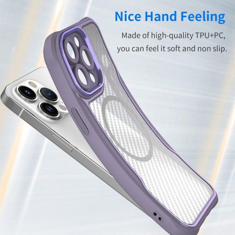 For iPhone 14 / 13 Carbon Fiber Texture MagSafe Translucent Phone Case(Purple) - iPhone 14 Cases by buy2fix | Online Shopping UK | buy2fix