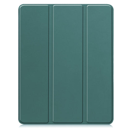 For iPad Pro 13 2024 Custer TPU Pure Color 3-Fold Holder Smart Leather Tablet Case with Pen Tray(Dark Green) - iPad Pro 13 2024 Cases by buy2fix | Online Shopping UK | buy2fix