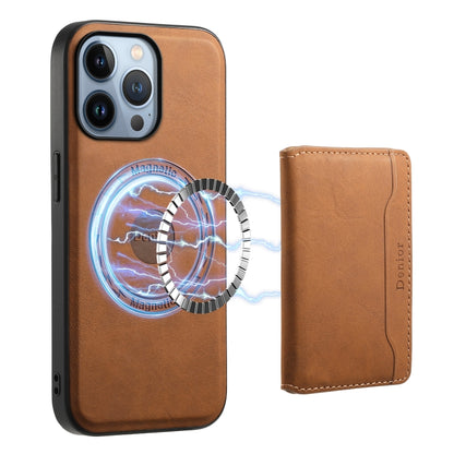 For iPhone 13 Pro Denior D13 Retro Texture Leather MagSafe Card Bag Phone Case(Brown) - iPhone 13 Pro Cases by Denior | Online Shopping UK | buy2fix