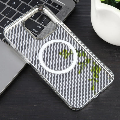 For iPhone 15 Pro Max 6D Plated Carbon Fiber Clear Magsafe PC Phone Case(Starlight Silver) - iPhone 15 Pro Max Cases by buy2fix | Online Shopping UK | buy2fix