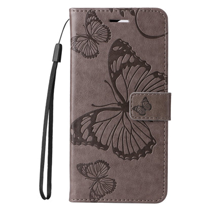 For iPhone SE 2024 3D Butterfly Embossed Pattern Flip Leather Phone Case(Grey) - More iPhone Cases by buy2fix | Online Shopping UK | buy2fix