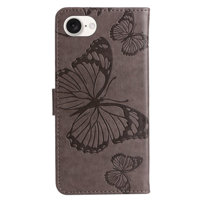 For iPhone SE 2024 3D Butterfly Embossed Pattern Flip Leather Phone Case(Grey) - More iPhone Cases by buy2fix | Online Shopping UK | buy2fix