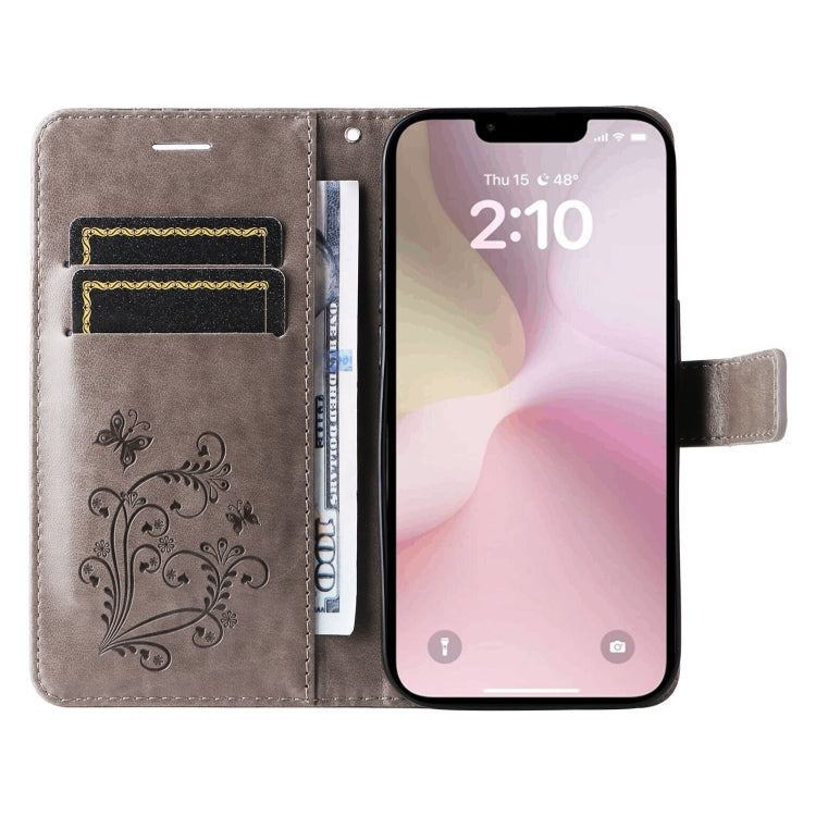 For iPhone SE 2024 3D Butterfly Embossed Pattern Flip Leather Phone Case(Grey) - More iPhone Cases by buy2fix | Online Shopping UK | buy2fix