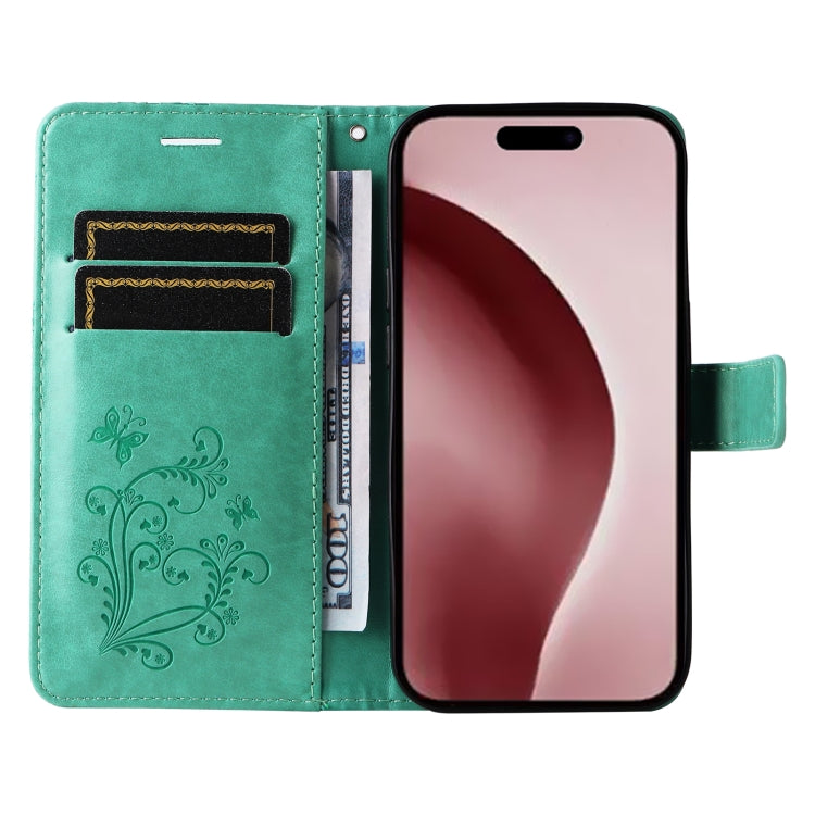 For iPhone 16 Pro 3D Butterfly Embossed Pattern Flip Leather Phone Case(Green) - iPhone 16 Pro Cases by buy2fix | Online Shopping UK | buy2fix