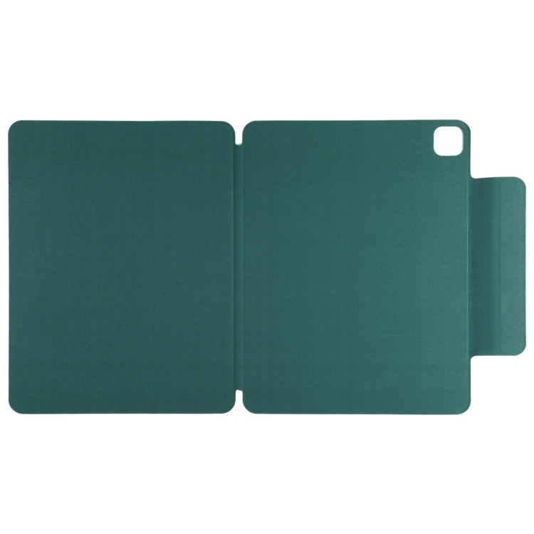 For iPad Pro 11 2024 Double-sided Clip Fixed Buckle Magnetic PU Leather Smart Tablet Case(Dark Green) - iPad Pro 11 2024 Cases by buy2fix | Online Shopping UK | buy2fix