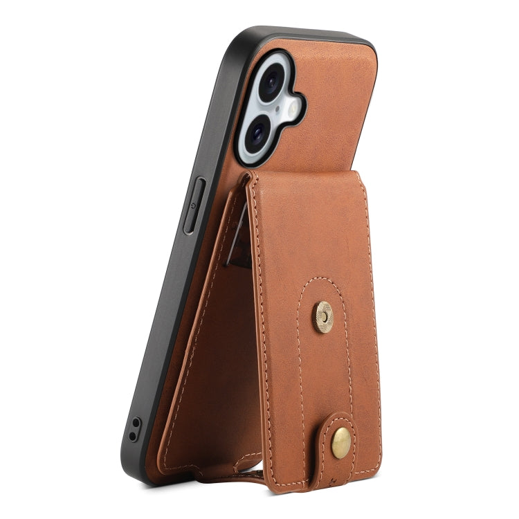 For iPhone 16 Plus Denior D14 NK Retro Pattern MagSafe Magnetic Card Holder Leather Phone Case(Brown) - iPhone 16 Plus Cases by Denior | Online Shopping UK | buy2fix