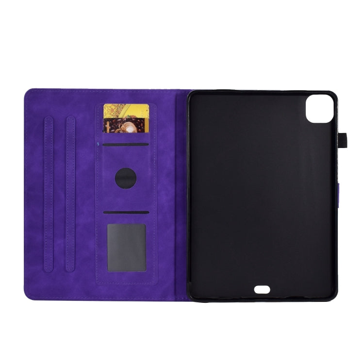 For iPad Pro 11 2024 Embossed Smile Smart Leather Tablet Case(Purple) - iPad Pro 11 2024 Cases by buy2fix | Online Shopping UK | buy2fix