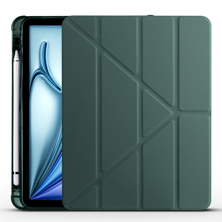 For iPad Air 11 2025 / 2024 Multi-folding TPU Leather Smart Tablet Case with Pen Slot(Pine Green) - iPad Air 11 2025 / 2024 Cases by buy2fix | Online Shopping UK | buy2fix