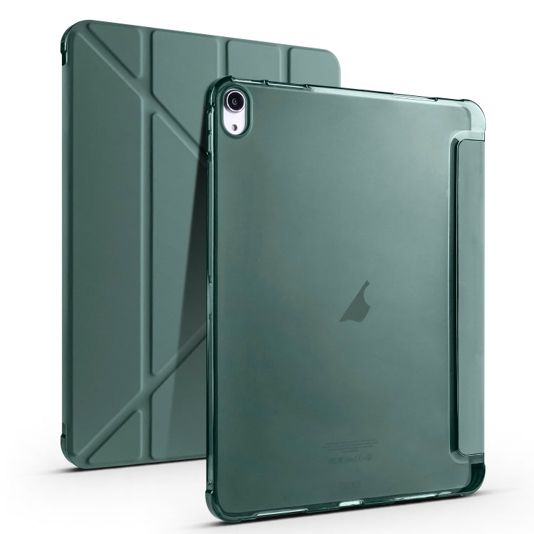 For iPad Air 11 2025 / 2024 Multi-folding TPU Leather Smart Tablet Case with Pen Slot(Pine Green) - iPad Air 11 2025 / 2024 Cases by buy2fix | Online Shopping UK | buy2fix