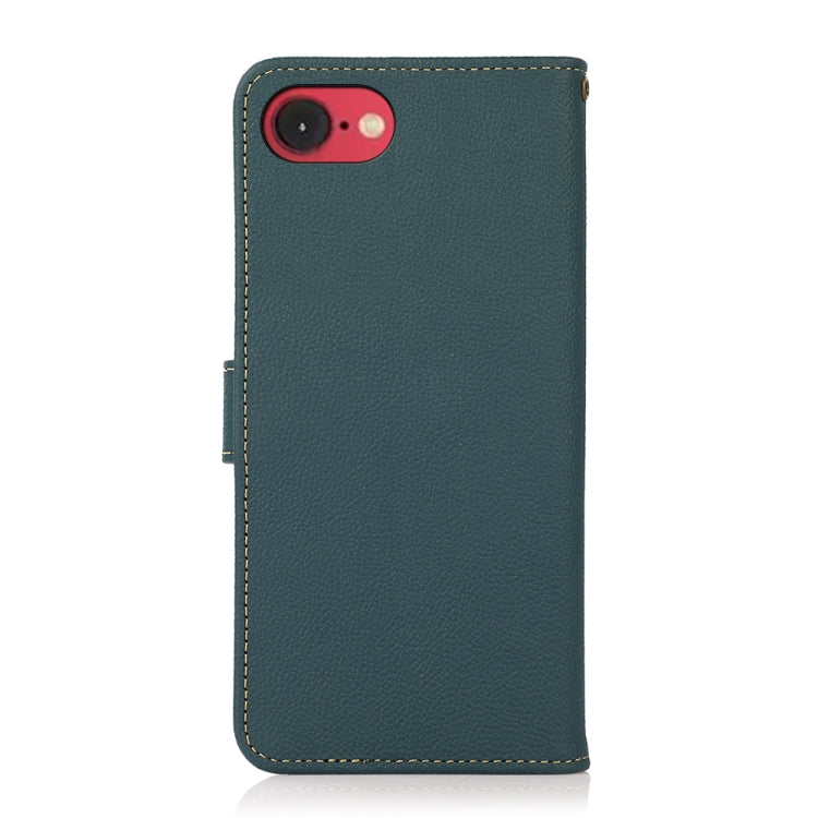 For iPhone SE 2024 KHAZNEH Custer Genuine Leather RFID Phone Case(Green) - More iPhone Cases by buy2fix | Online Shopping UK | buy2fix