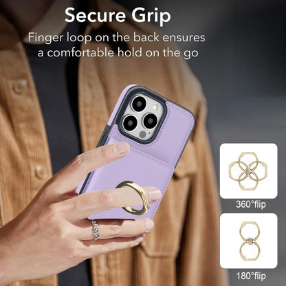 For iPhone 16 Pro RFID Anti-theft Card Ring Holder Phone Case(Purple) - iPhone 16 Pro Cases by buy2fix | Online Shopping UK | buy2fix