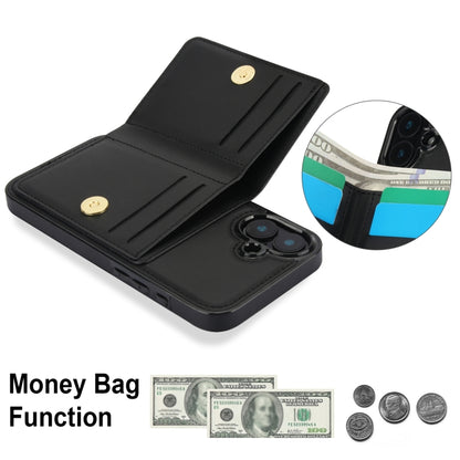 For iPhone 16 RFID Anti-theft Card Ring Holder Phone Case(Black) - iPhone 16 Cases by buy2fix | Online Shopping UK | buy2fix