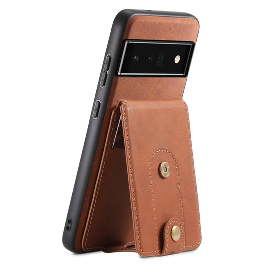 For Google Pixel 6 Pro Denior D14 NK Retro Pattern MagSafe Magnetic Card Holder Leather Phone Case(Brown) - Google Cases by Denior | Online Shopping UK | buy2fix