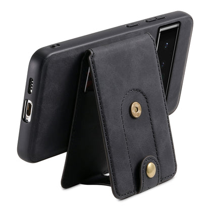 For Google Pixel 6 Pro Denior D14 NK Retro Pattern MagSafe Magnetic Card Holder Leather Phone Case(Black) - Google Cases by Denior | Online Shopping UK | buy2fix