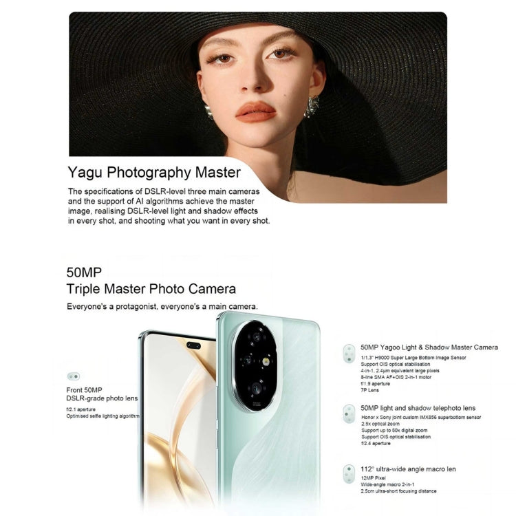 Honor 200 Pro, 16GB+512GB, Screen Fingerprint Identification, 6.78 inch MagicOS 8.0 Snapdragon 8s Gen 3 Octa Core, Network: 5G, NFC, OTG(Black) - Honor by Huawei | Online Shopping UK | buy2fix