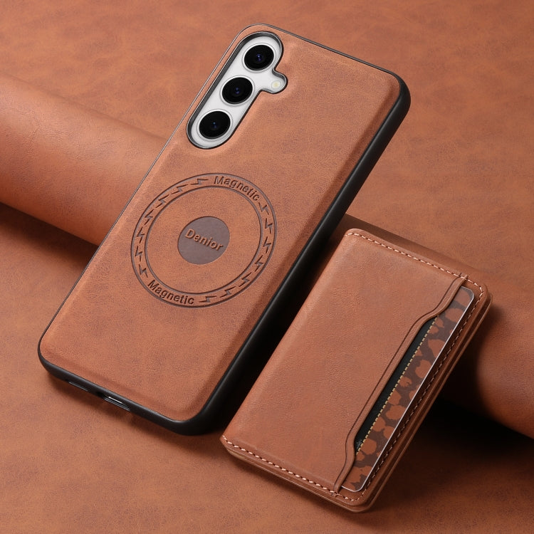 For Samsung Galaxy S24+ 5G Denior D13 Retro Texture Leather MagSafe Card Bag Phone Case(Brown) - Galaxy S24+ 5G Cases by Denior | Online Shopping UK | buy2fix