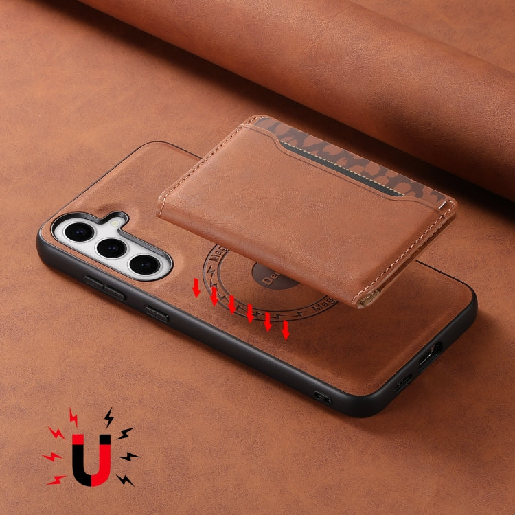 For Samsung Galaxy S24+ 5G Denior D13 Retro Texture Leather MagSafe Card Bag Phone Case(Brown) - Galaxy S24+ 5G Cases by Denior | Online Shopping UK | buy2fix