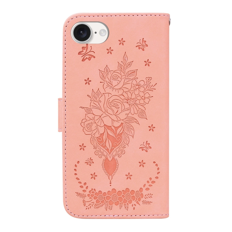 For iPhone SE 2024 Butterfly Rose Embossed Leather Phone Case(Pink) - More iPhone Cases by buy2fix | Online Shopping UK | buy2fix