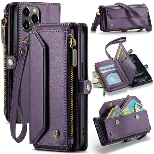 For iPhone 12 Pro Max CaseMe C36 Card Slots Zipper Wallet RFID Anti-theft Leather Phone Case(Purple) - iPhone 12 Pro Max Cases by CaseMe | Online Shopping UK | buy2fix