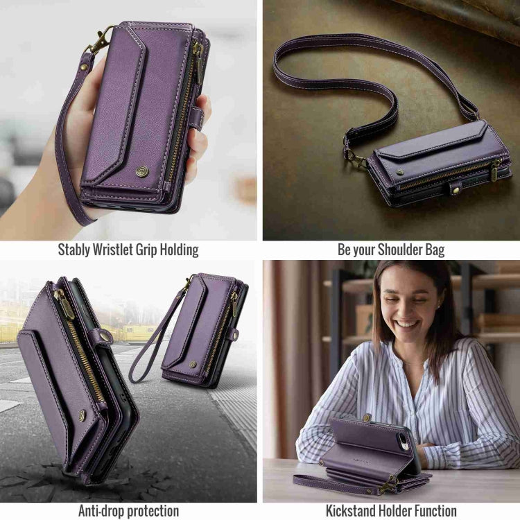 For iPhone 8 Plus / 7 Plus / 6 Plus CaseMe C36 Card Slots Zipper Wallet RFID Anti-theft Leather Phone Case(Purple) - More iPhone Cases by CaseMe | Online Shopping UK | buy2fix