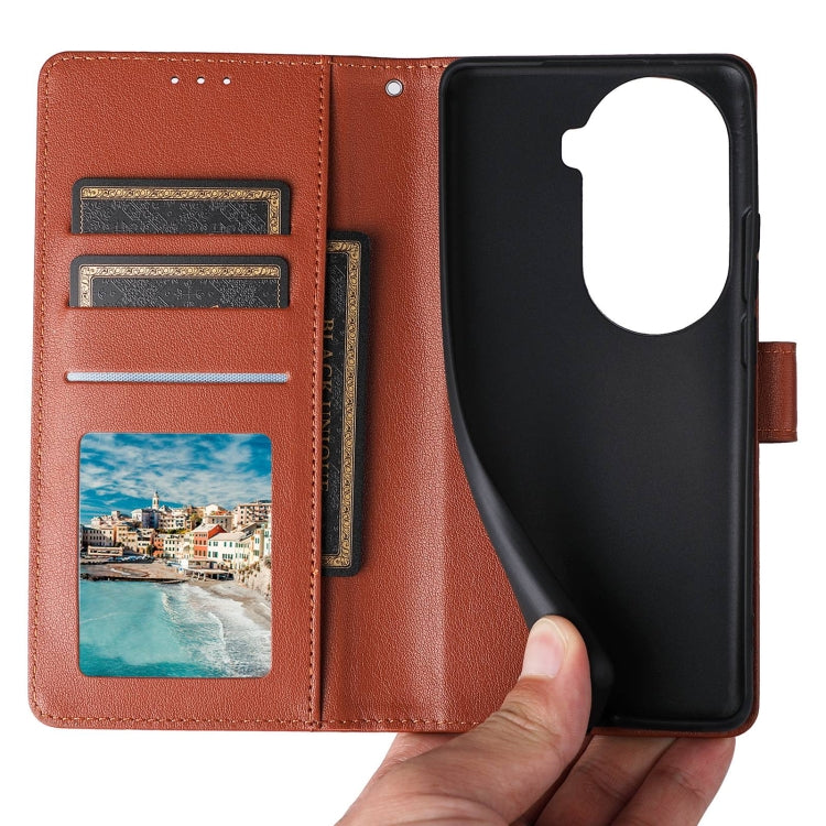 For OPPO Reno11 5G Global Multifunctional Horizontal Flip Leather Phone Case with Three Card Slot(Brown) - Reno11 Cases by buy2fix | Online Shopping UK | buy2fix