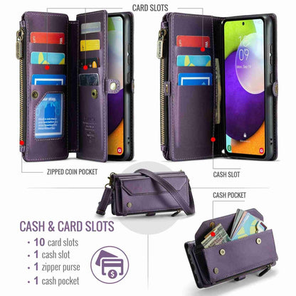 For Samsung Galaxy A52 / A52s 5G CaseMe C36 Card Slots Zipper Wallet RFID Anti-theft Leather Phone Case(Purple) - Galaxy Phone Cases by CaseMe | Online Shopping UK | buy2fix