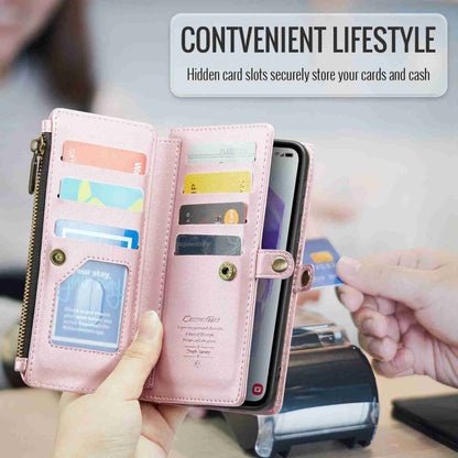 For Samsung Galaxy A55 5G CaseMe C36 Card Slots Zipper Wallet RFID Anti-theft Leather Phone Case(Pink) - Galaxy Phone Cases by CaseMe | Online Shopping UK | buy2fix