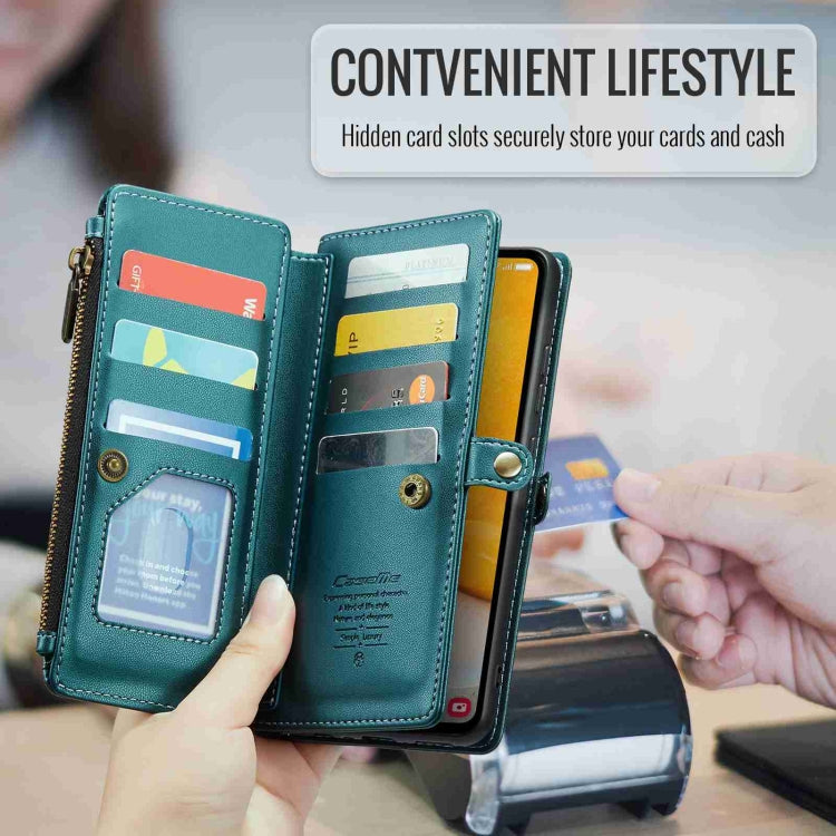 For Samsung Galaxy A72 CaseMe C36 Card Slots Zipper Wallet RFID Anti-theft Leather Phone Case(Blue-green) - Galaxy Phone Cases by CaseMe | Online Shopping UK | buy2fix