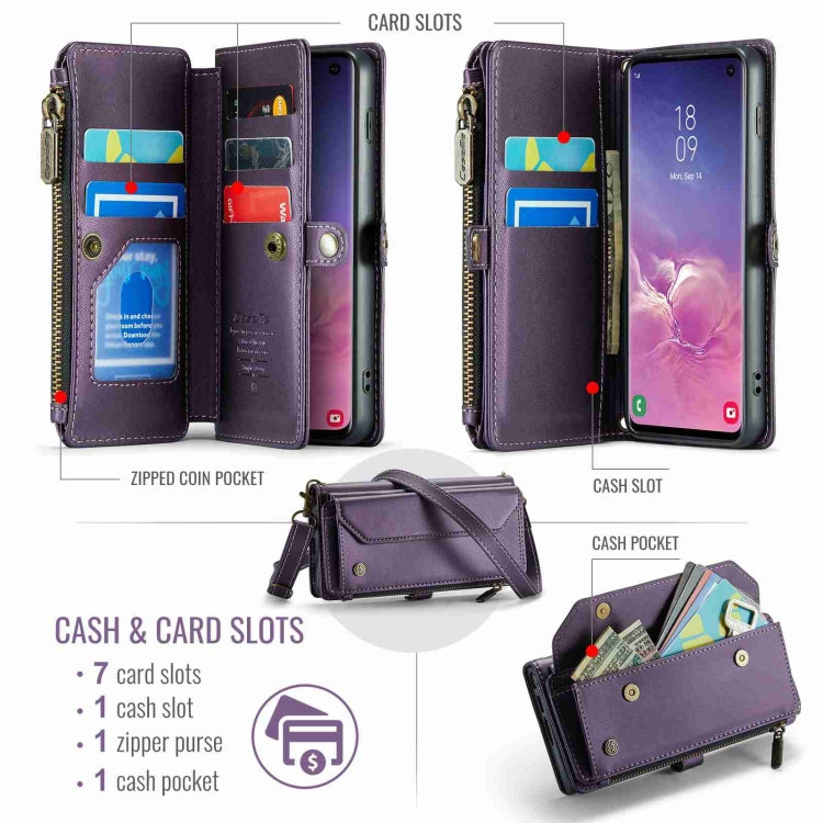 For Samsung Galaxy S10 CaseMe C36 Card Slots Zipper Wallet RFID Anti-theft Leather Phone Case(Purple) - Galaxy Phone Cases by CaseMe | Online Shopping UK | buy2fix