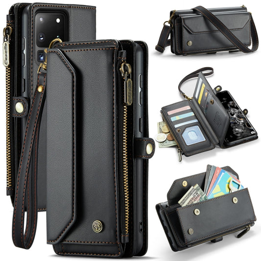 For Samsung Galaxy S20 Ultra CaseMe C36 Card Slots Zipper Wallet RFID Anti-theft Leather Phone Case(Black) - Galaxy Phone Cases by CaseMe | Online Shopping UK | buy2fix