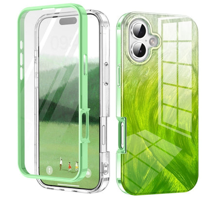 For iPhone 16 Plus IMD Gradient Feather PC Hybrid TPU Phone Case(Green) - iPhone 16 Plus Cases by buy2fix | Online Shopping UK | buy2fix