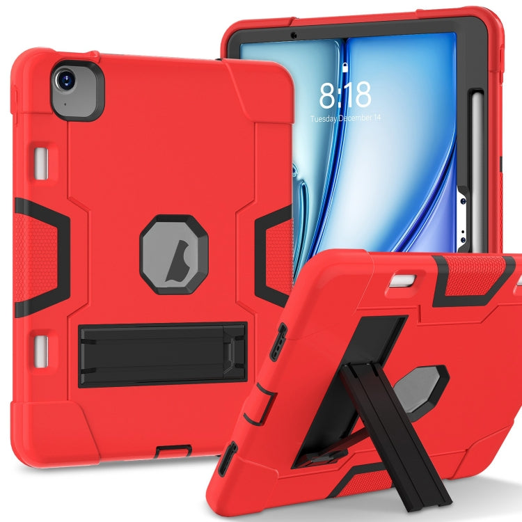 For iPad Air 11 2025 / 2024 Contrast Color Silicone Acrylic PC Tablet Case with Holder(Red Black) - iPad Air 11 2025 / 2024 Cases by buy2fix | Online Shopping UK | buy2fix