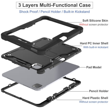 For iPad Pro 11 2024 Shockproof Silicone Hybrid PC Tablet Case with Holder(Black) - iPad Pro 11 2024 Cases by buy2fix | Online Shopping UK | buy2fix