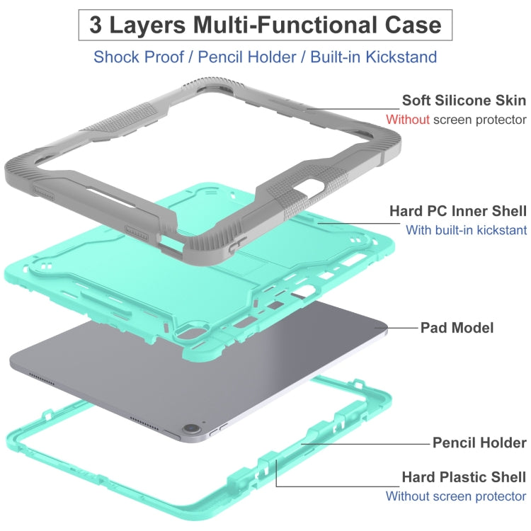 For iPad Air 13 2024 Shockproof Silicone Hybrid PC Tablet Case with Holder(Mint Green + Grey) - iPad Air 13 2024 Cases by buy2fix | Online Shopping UK | buy2fix