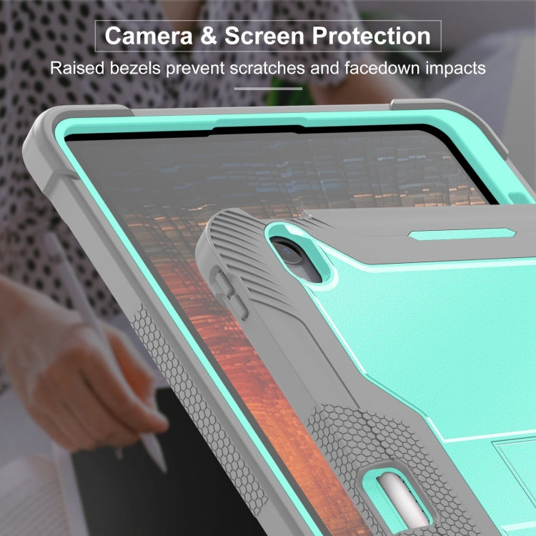 For iPad Air 13 2024 Shockproof Silicone Hybrid PC Tablet Case with Holder(Mint Green + Grey) - iPad Air 13 2024 Cases by buy2fix | Online Shopping UK | buy2fix