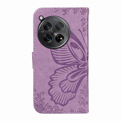 For OnePlus 12 Swallowtail Butterfly Embossed Leather Phone Case(Purple) - OnePlus Cases by buy2fix | Online Shopping UK | buy2fix