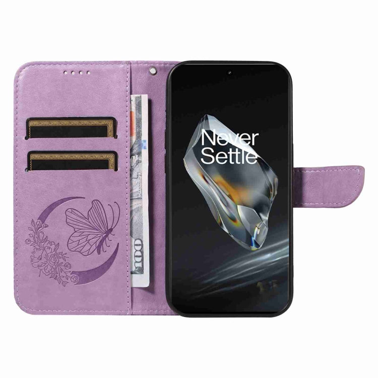 For OnePlus 12 Swallowtail Butterfly Embossed Leather Phone Case(Purple) - OnePlus Cases by buy2fix | Online Shopping UK | buy2fix