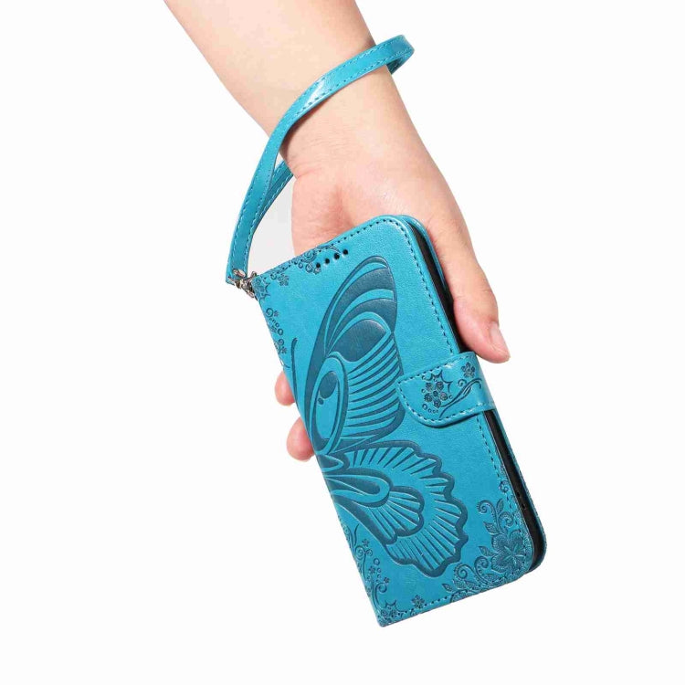 For Sony Xperia 1 VI 2024 Swallowtail Butterfly Embossed Leather Phone Case(Blue) - Sony Cases by buy2fix | Online Shopping UK | buy2fix