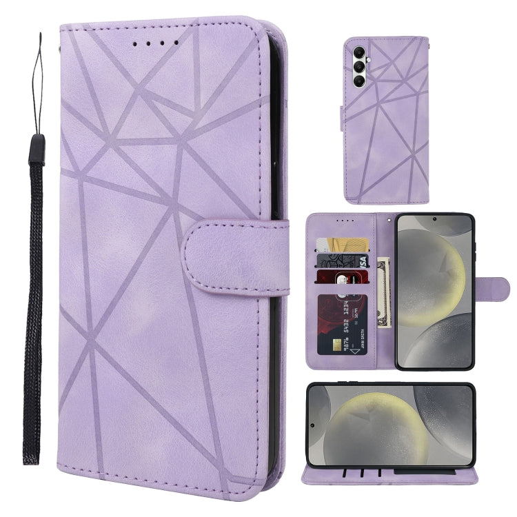 For Samsung Galaxy S24 / S25 5G Skin Feel Geometric Lines Leather Phone Case(Purple) - Galaxy S24 5G Cases by buy2fix | Online Shopping UK | buy2fix