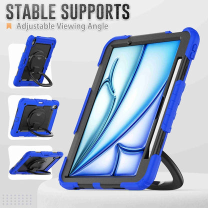 For iPad Air 11 2024 Handle Silicone Hydric PC Tablet Case with Shoulder Strap(Blue) - iPad Air 11 2024 Cases by buy2fix | Online Shopping UK | buy2fix