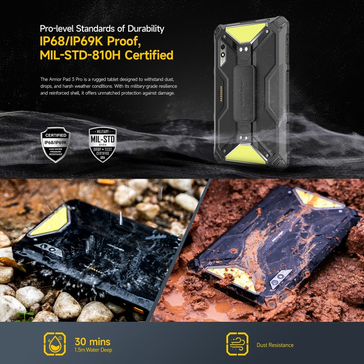 [HK Warehouse] Ulefone Armor Pad 3 Pro Rugged Tablet PC, 8GB+256GB, 10.36 inch Android 13 MediaTek MT8788 Octa Core 4G Network, EU Plug(Black) - Other by Ulefone | Online Shopping UK | buy2fix