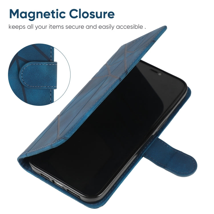 For Google Pixel 9 Pro XL Skin Feel Geometric Lines Leather Phone Case(Blue) - Google Cases by buy2fix | Online Shopping UK | buy2fix