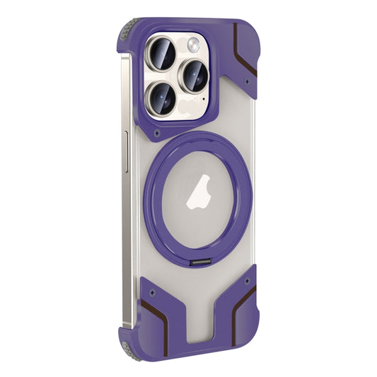 For iPhone 14 Pro Max Borderless MagSafe Rotating Holder Transparent Phone(Purple) - iPhone 14 Pro Max Cases by buy2fix | Online Shopping UK | buy2fix