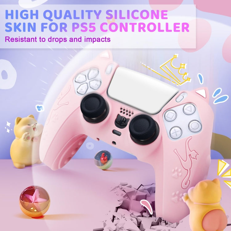 For Sony PS5 Cat Ear Shape Gamepad Silicone Protective Case(Pink) - Cases by buy2fix | Online Shopping UK | buy2fix