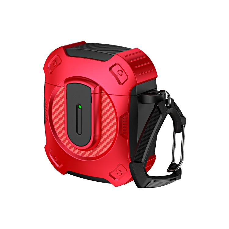 For AirPods 2 / 1 Lock Shockproof Bluetooth Earphone Protective Case(Black Red) - For AirPods 1/2 by buy2fix | Online Shopping UK | buy2fix