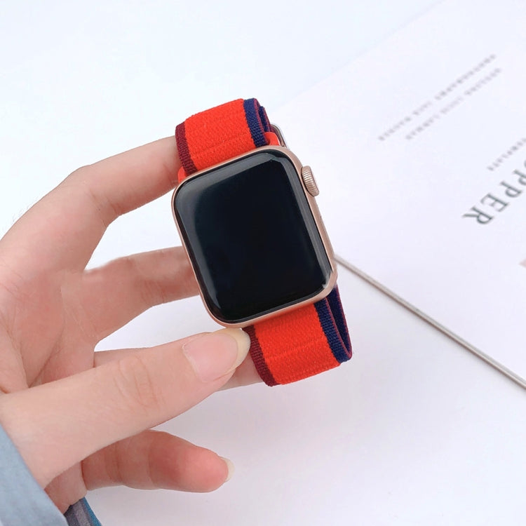 For Apple Watch Ultra 2 49mm Nylon Elastic Buckle Watch Band(Black Orange) - Watch Bands by buy2fix | Online Shopping UK | buy2fix