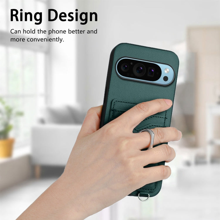 For Google Pixel 9 Pro XL R20 Ring Card Holder Phone Case(Green) - Google Cases by buy2fix | Online Shopping UK | buy2fix