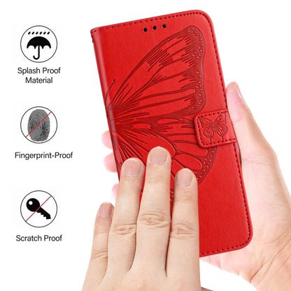 For Blackview Wave 6C Embossed Butterfly Leather Phone Case(Red) - More Brand by buy2fix | Online Shopping UK | buy2fix