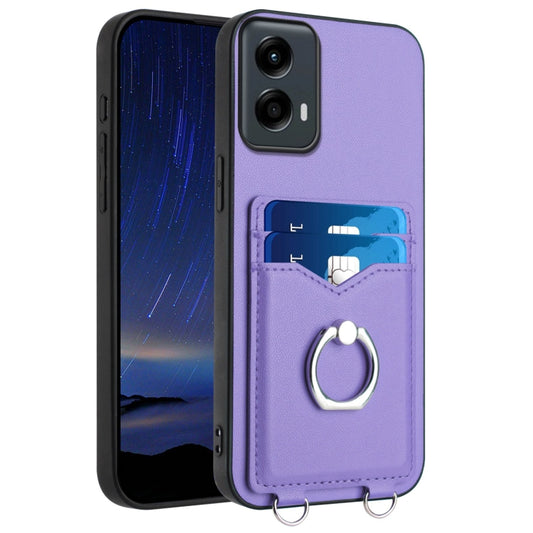 For Motorola Moto G 5G 2024 R20 Ring Card Holder Phone Case(Purple) - Motorola Cases by buy2fix | Online Shopping UK | buy2fix